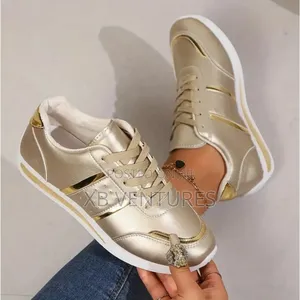Women Sport Running Casual Sneakers - Gold