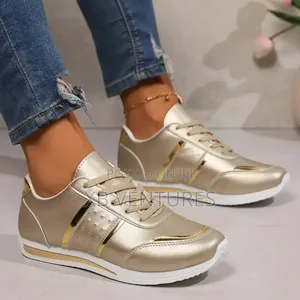 Women Sport Running Casual Sneakers - Gold
