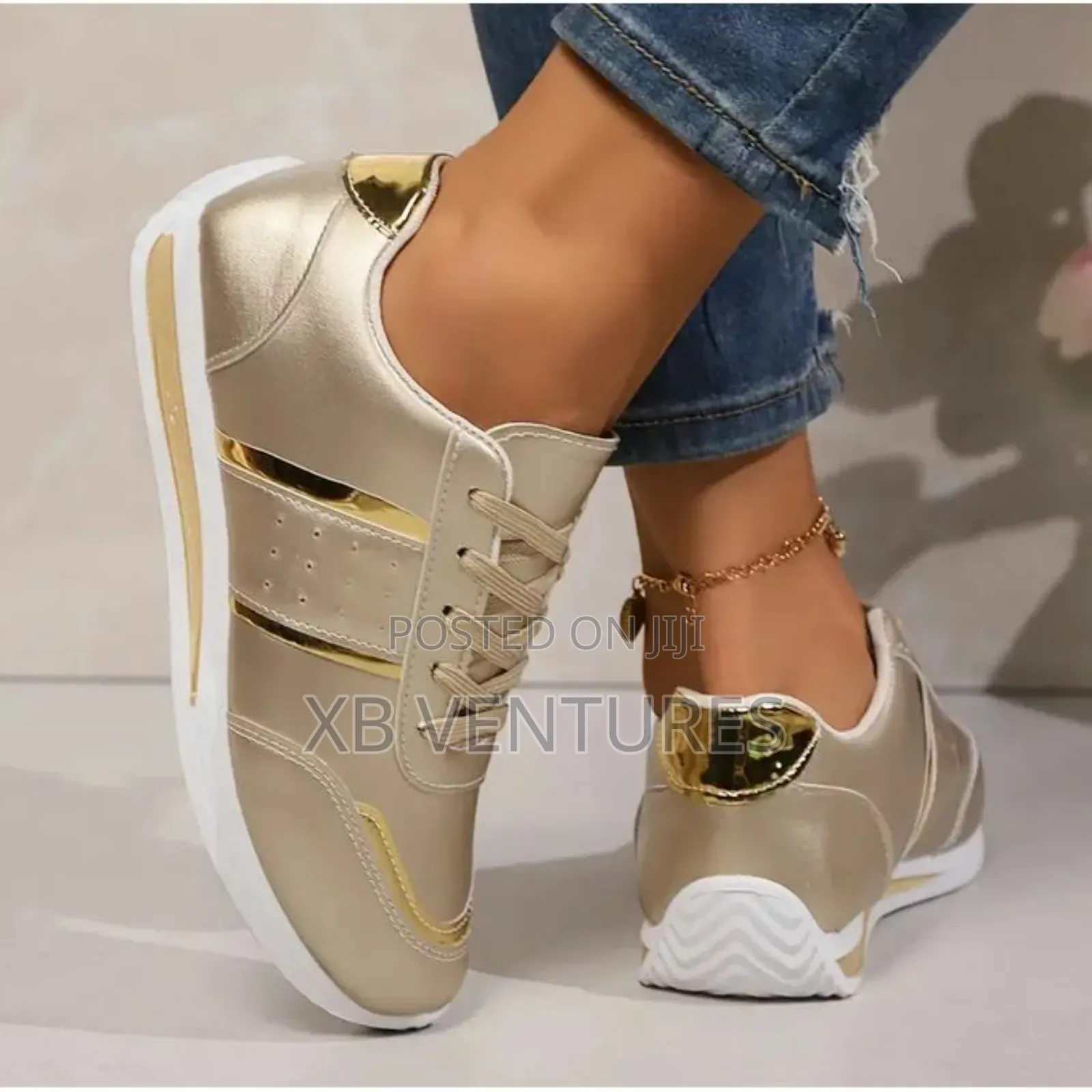 Women Sport Running Casual Sneakers - Gold