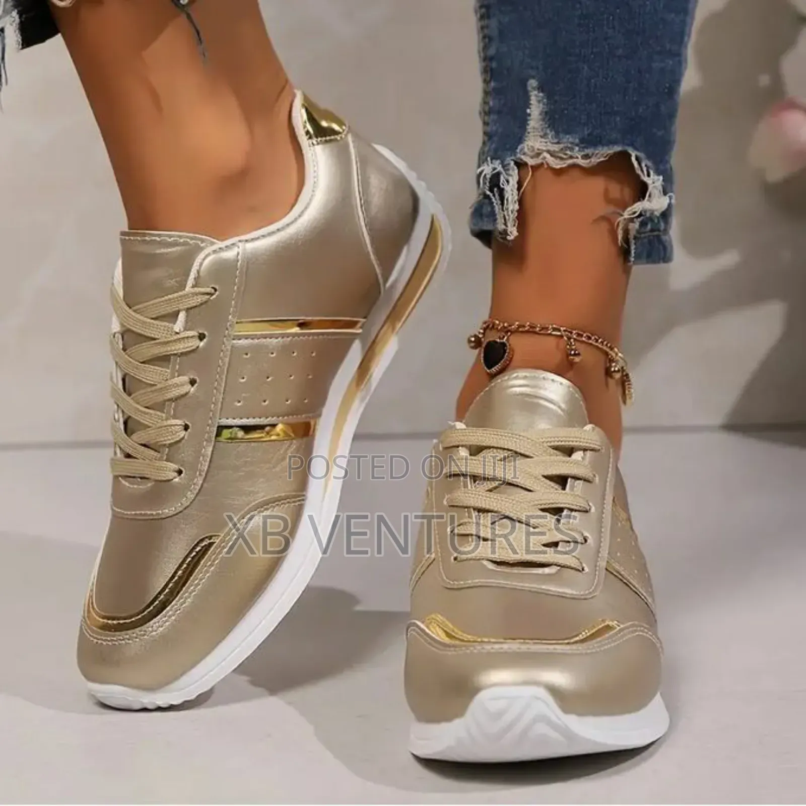 Women Sport Running Casual Sneakers - Gold