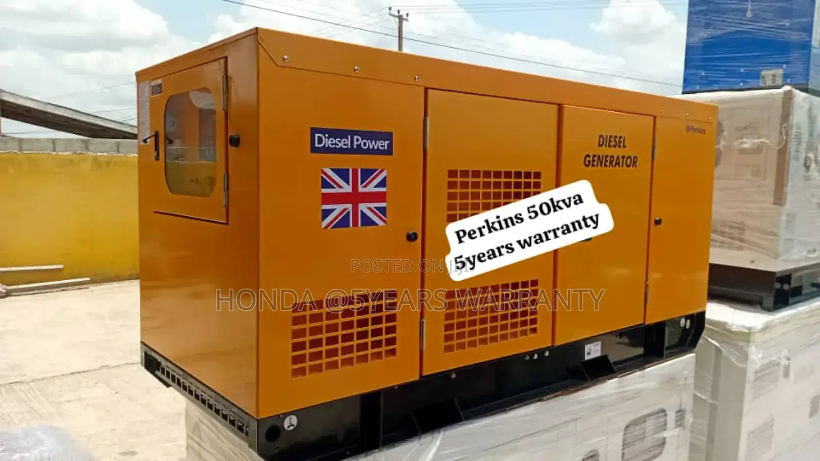 Yellow 50kva Perkins Diesel Plant 3phase Generator 50kva