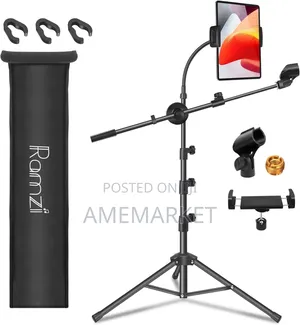 Microphone Stand Floor Support Clips Tablet Phone Holder