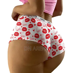 Seamless Women Underwear Love Heart Print Classic Panties