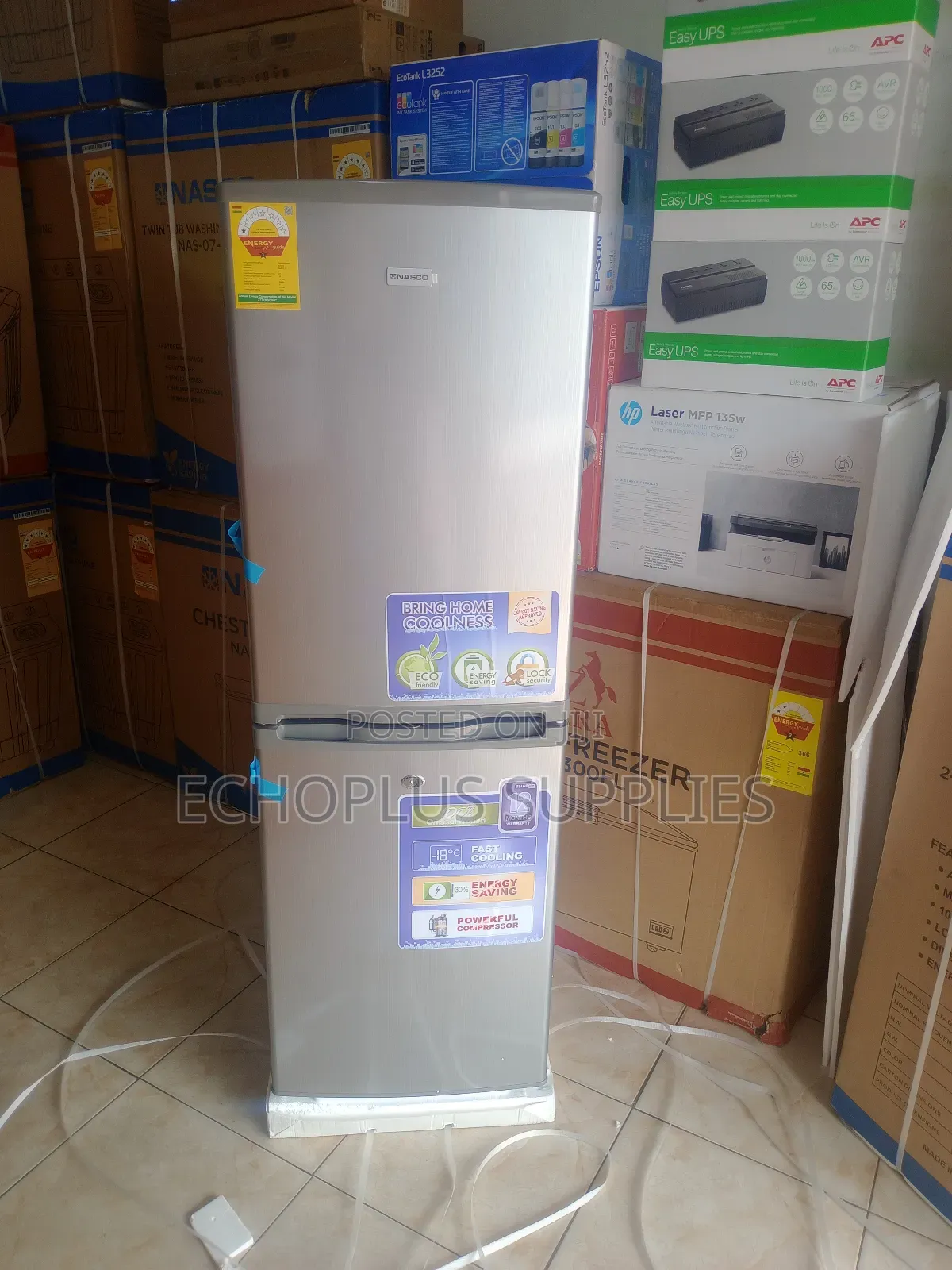 Nasco 2 Door Fridge/142 Liters/ Bottom Freezer