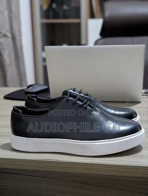 Men's Leather Black on White Sneakers