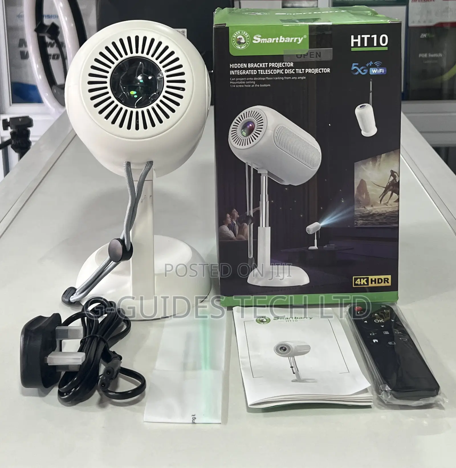 Smart Barry Portable Projector With Wifi and Bluetooth Ht10