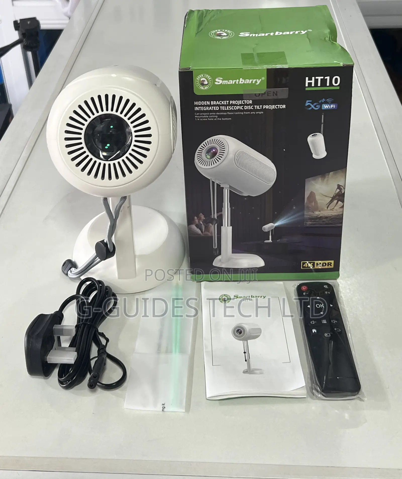 Smart Barry Portable Projector With Wifi and Bluetooth Ht10