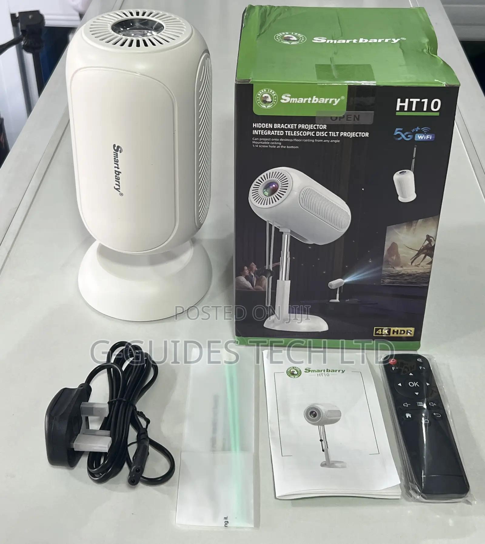 Smart Barry Portable Projector With Wifi and Bluetooth Ht10