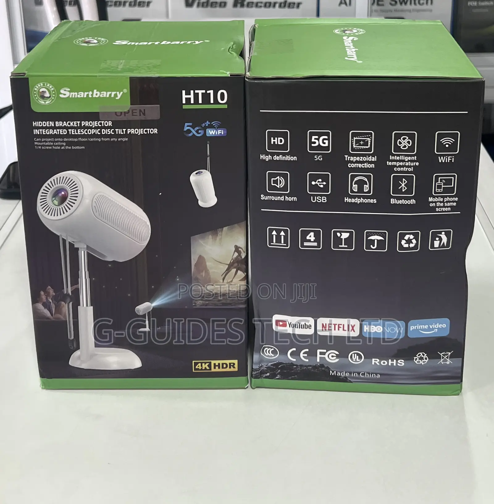Smart Barry Portable Projector With Wifi and Bluetooth Ht10
