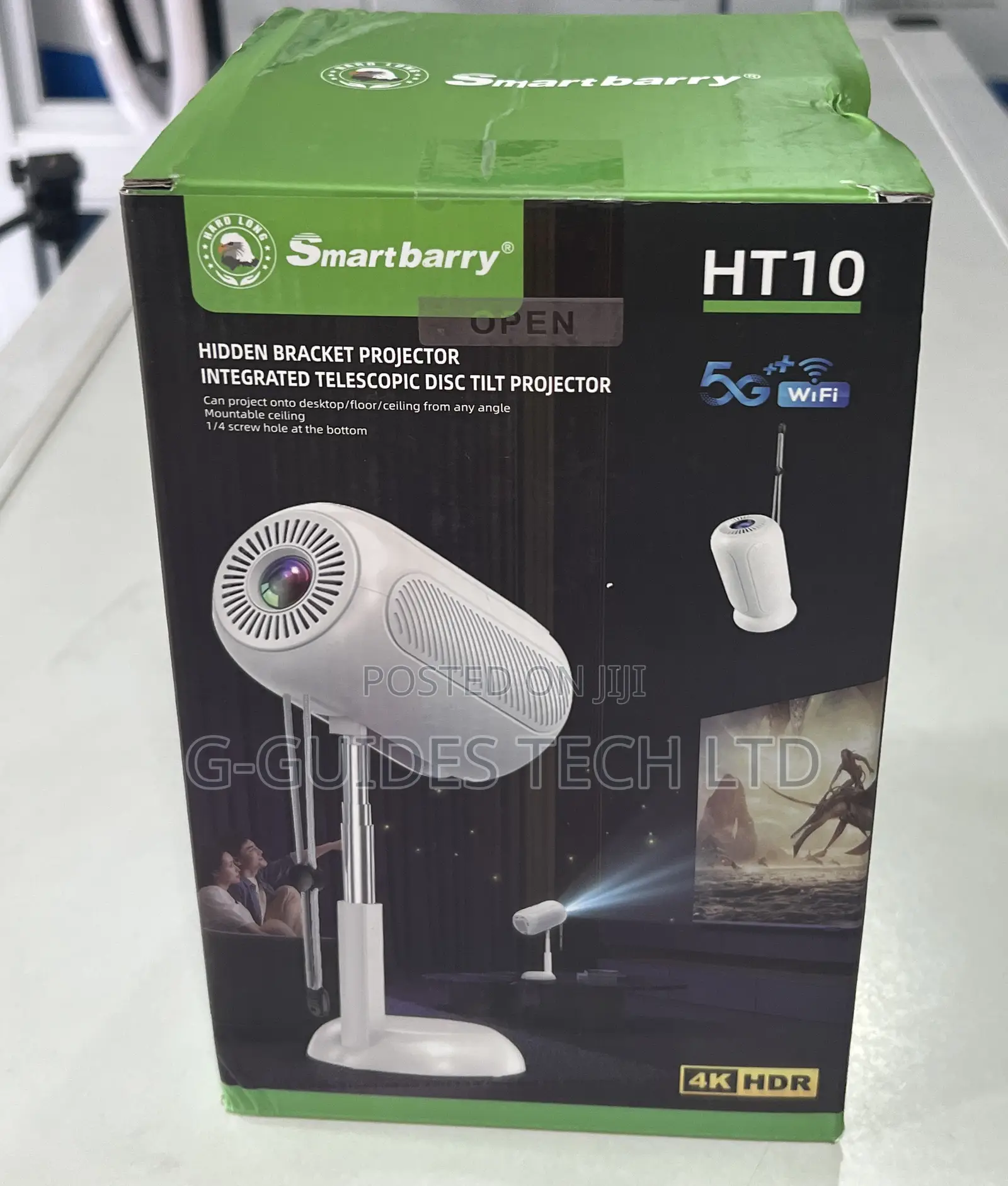 Smart Barry Portable Projector With Wifi and Bluetooth Ht10