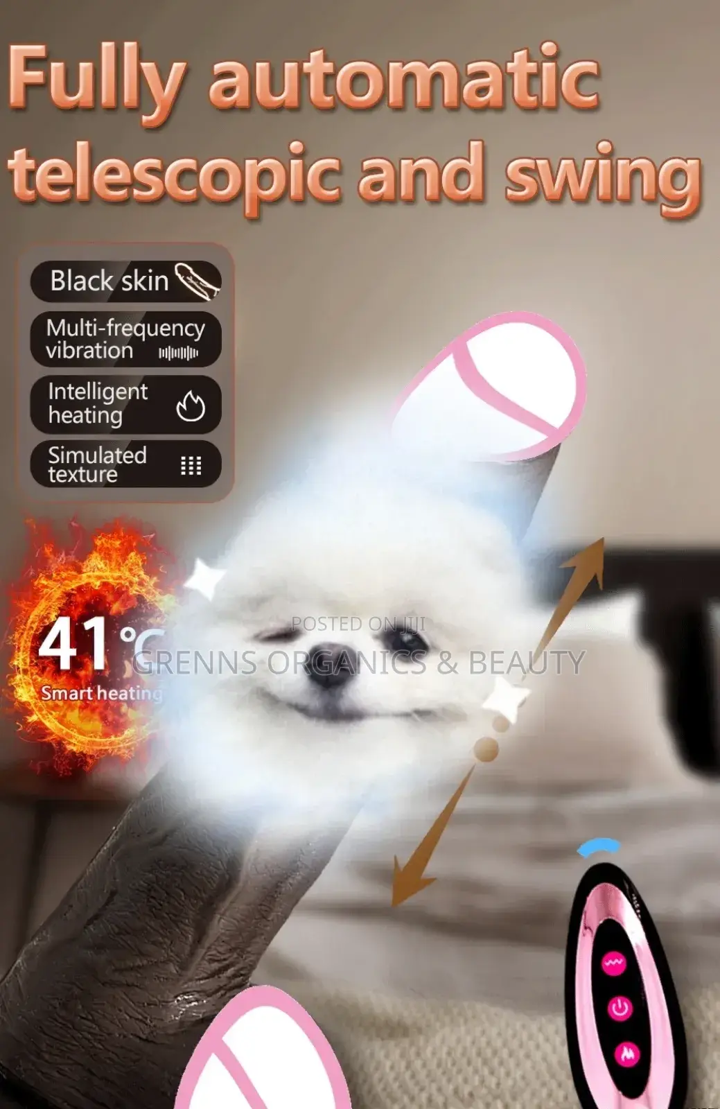 Telescopic Realistic Dildo, Swing, Heating + Remote Control