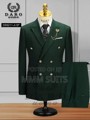 2-piece Double-breasted Vinstillo Army Green Suit