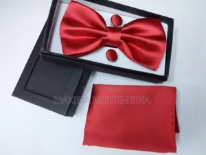 Men's Bowtie With Cufflinks And Pocket Hanky