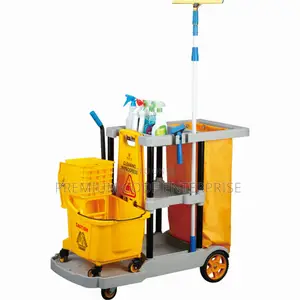 Cleaning Cart Complete - Heavy-Duty Janitorial Cart With Wheels
