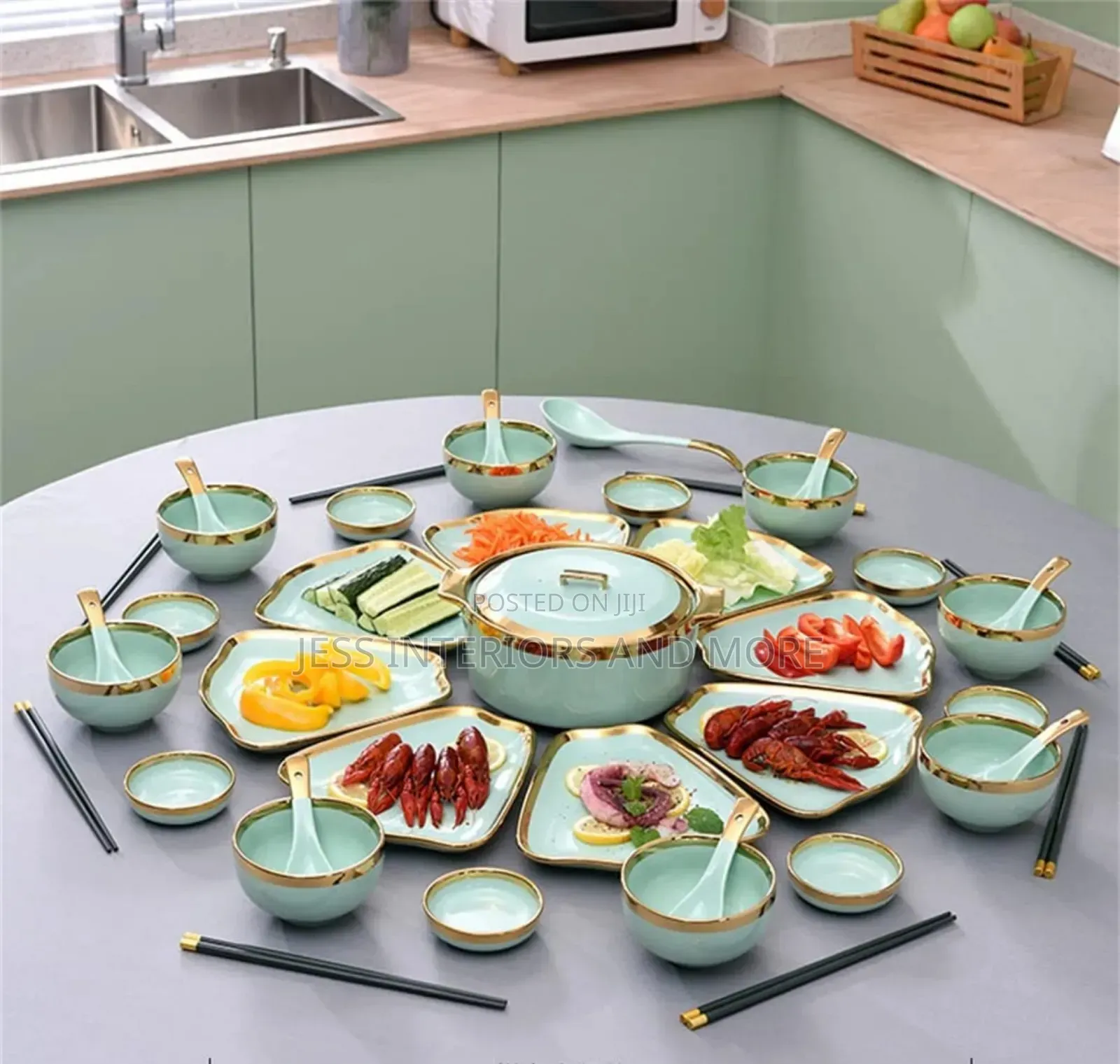 Dinnerware Set for 8 People (Mint Green)
