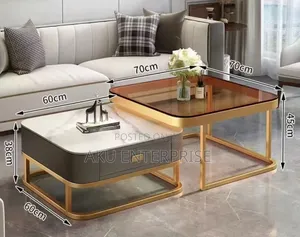 2 in 1 Modern Centre Table Marble and Glass