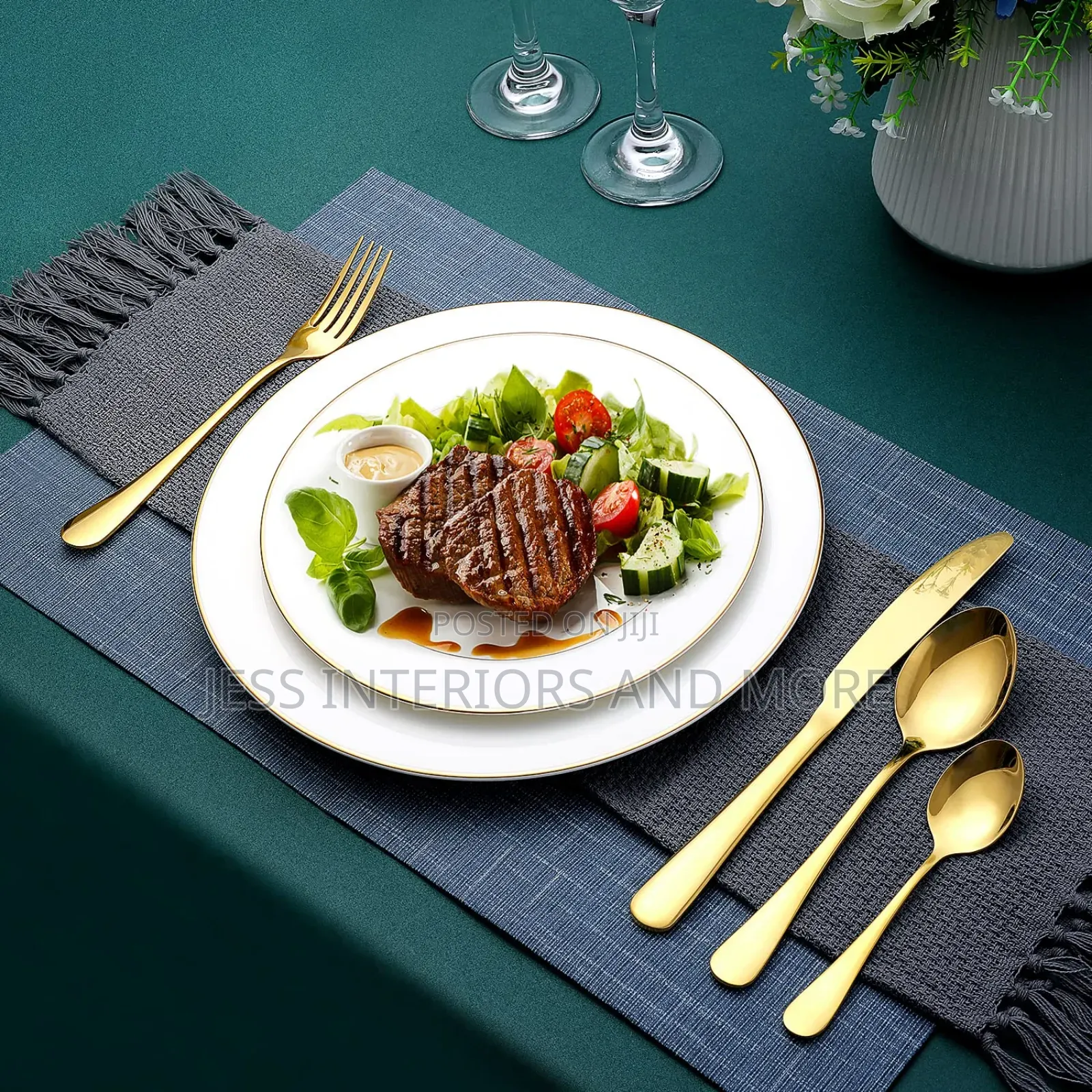 24-Piece Forged Stainless Steel Gold