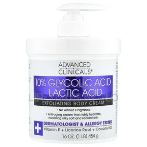 Advance Clinicals 10% Glycolic Acid + Lactic Acid Body Cream