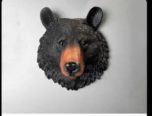 Bear Head Resin Wall Sculpture - Orange Color Nose