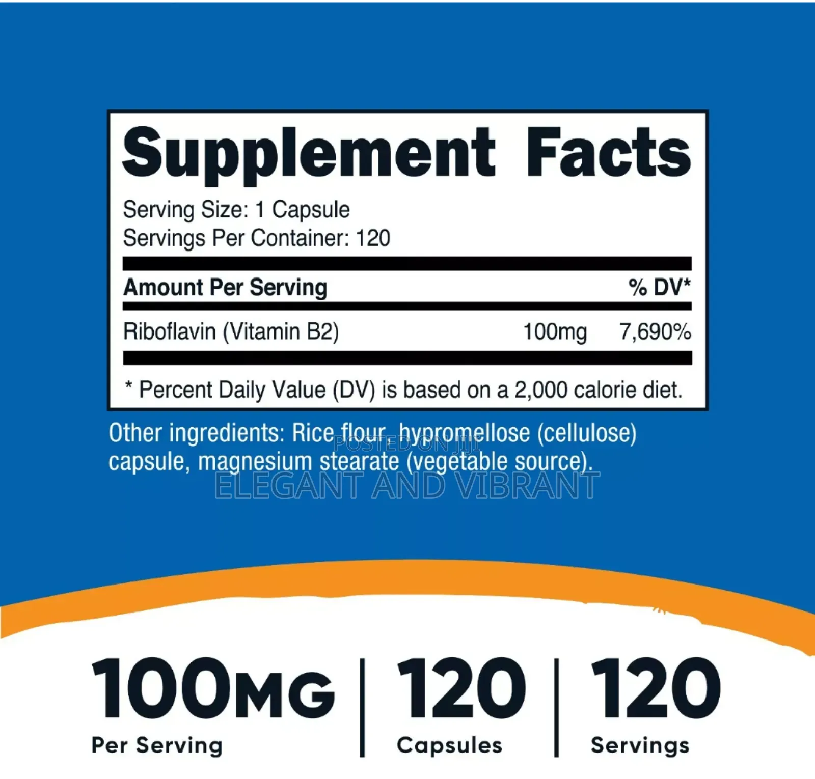 Nutricost Vitamin B2 (Riboflavin) 100mg, 120 Capsules
