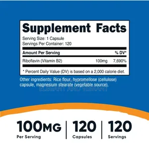 Nutricost Vitamin B2 (Riboflavin) 100mg, 120 Capsules