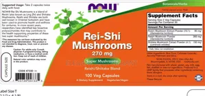 Now Foods Rei-Shi Mushrooms, 270 Mg, 100 Veg Capsules