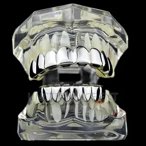 Hip Hop 8 Tooth Grills Teeth Caps White - Top Grills