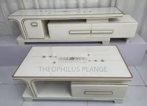 Tv Stand and Center Table Set , White and Gold .