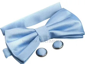 Men's Bowtie With Cufflinks And Pocket Hanky