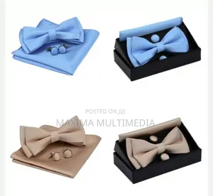 Men's Bowtie With Cufflinks And Pocket Hanky
