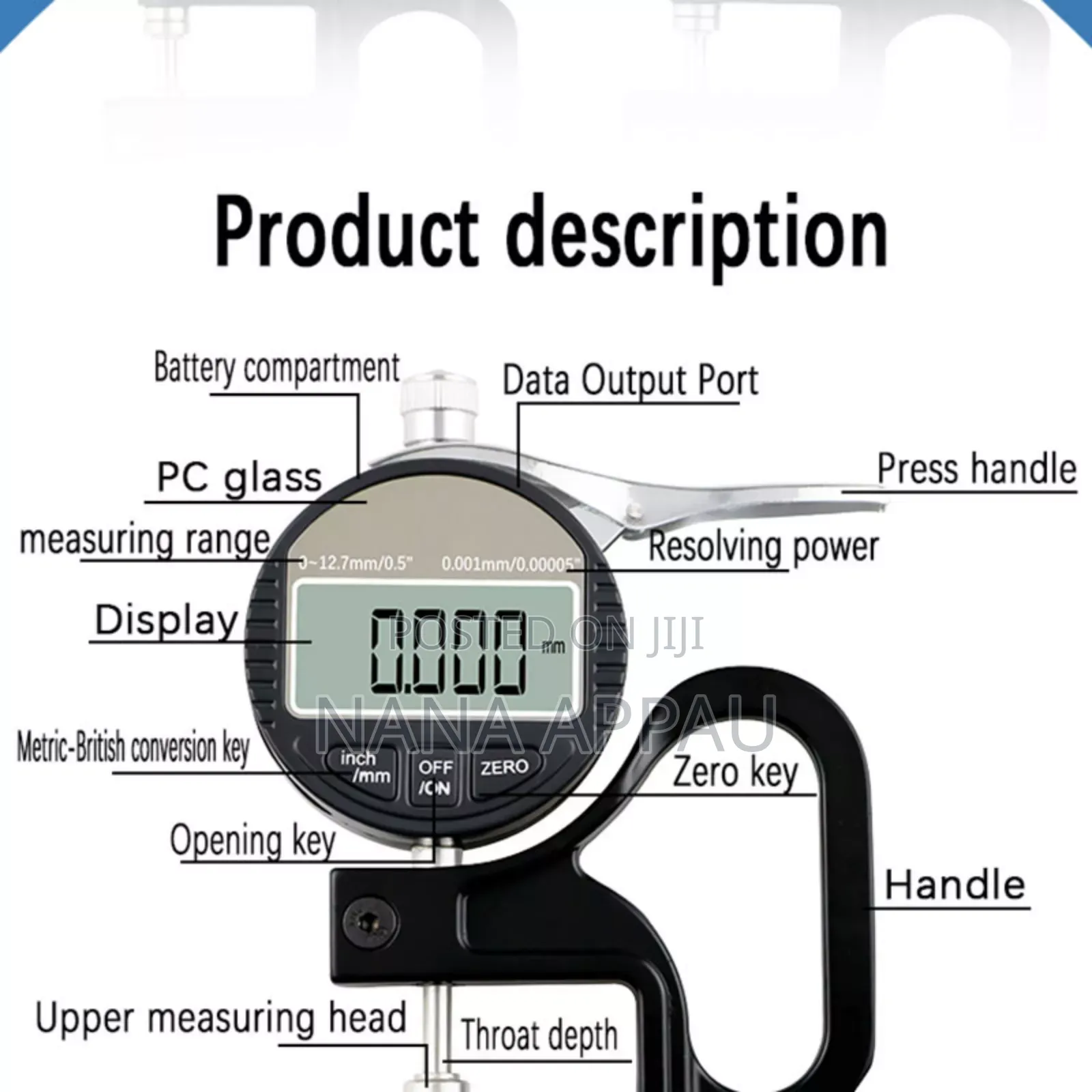 Digital Micrometer Thickness Gauge/Meter