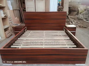 Queen Size Bed Frame With Two Sides Cabinets