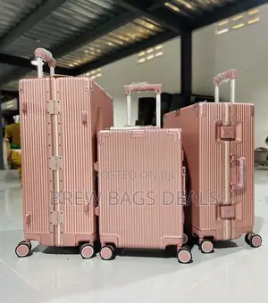 Jony Rosegold 3set Aluminum Purely Locks Trunk Suitcase.
