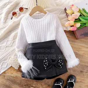 Girls Long Sleeves Fly Top Butterfly N Knot Pu Skirt 7yrs