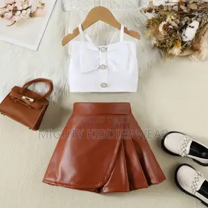 Girls 2pcs Top With Faux Leather 6,7yrs