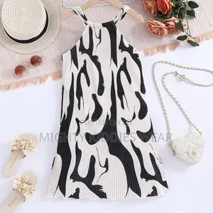 Girls Sleeveless Halter Neck Printed Dress 7yrs