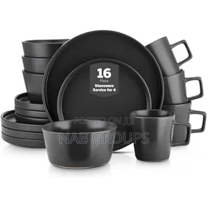Matte 16pcs Black Dinner Set