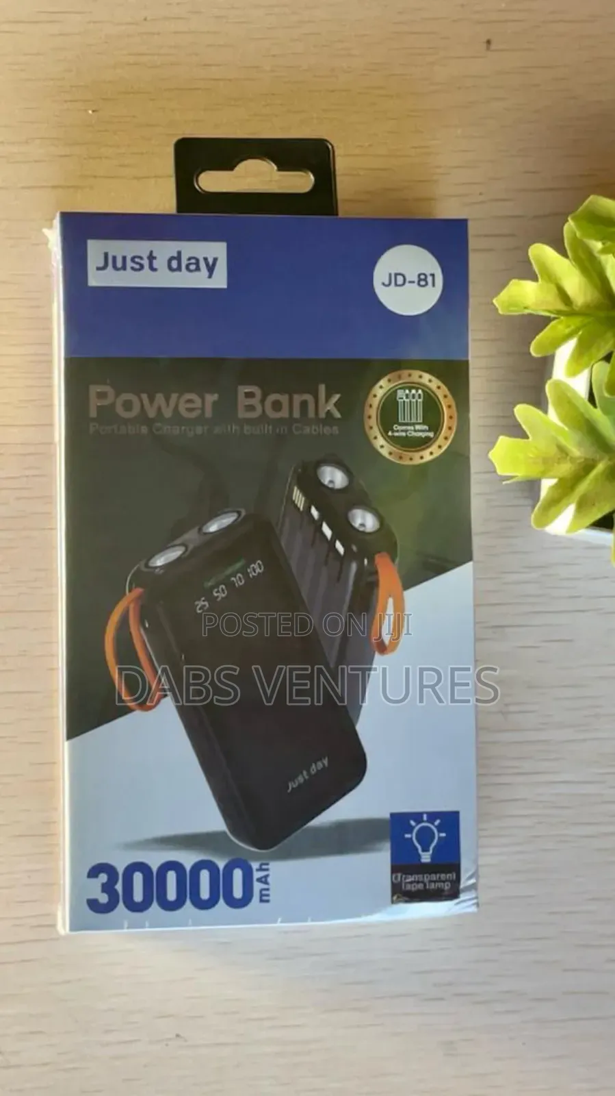 Power Bank With Inbuilt Cables 30000 Mah