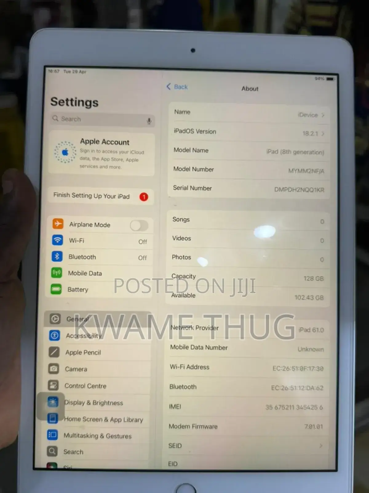 New Apple iPad 10.2 (2021) 128 GB Silver