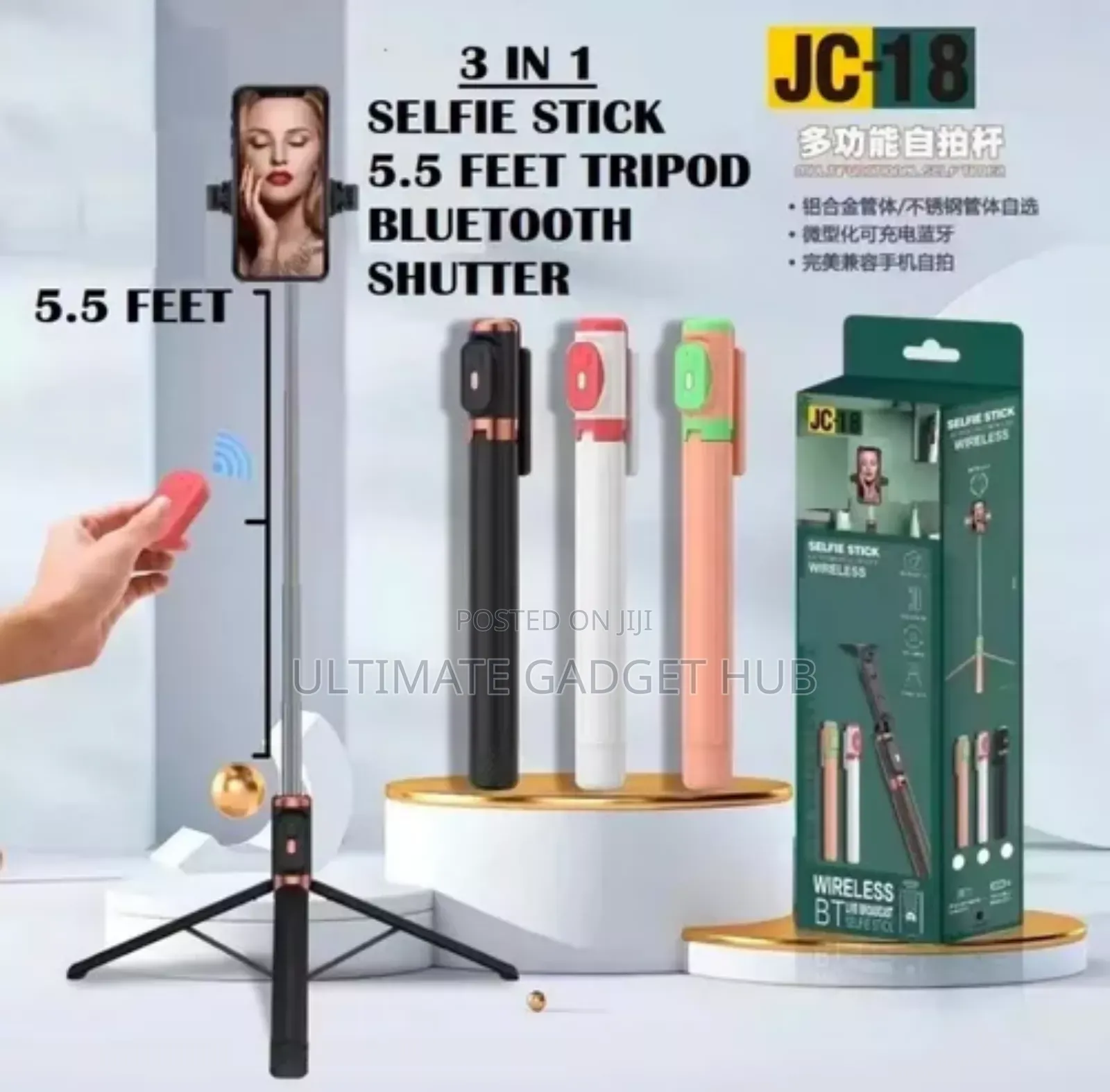 Wireless Live Bluetooth Selfie Stick With Remote Control