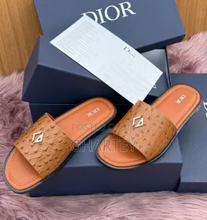 Dior Leather Softfootbed Leather Slippers
