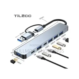 7in1 Multi Ports Usb Type C Hub Splitter Adapter Expansion