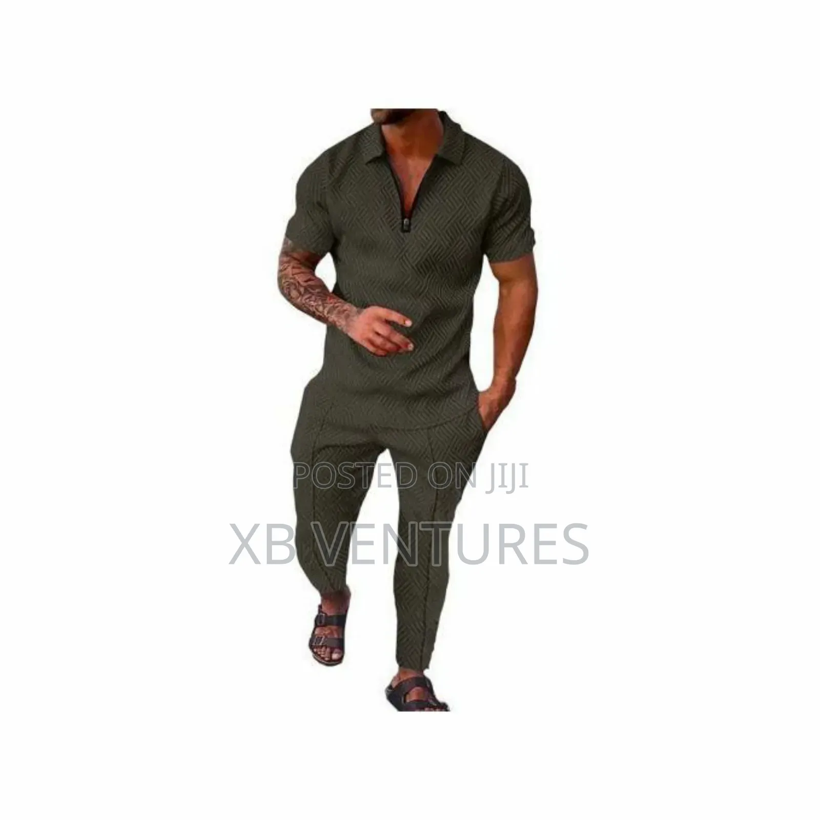 Coofenrisy Men's 2-Piece Polo Shirt Set