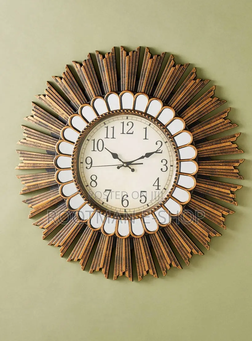 Textured Vintage Gold Wall Clock - 70 CMS