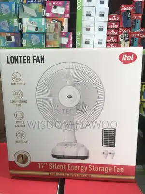 Itel Rechargeable Fan (12 Inches) With 2 Light