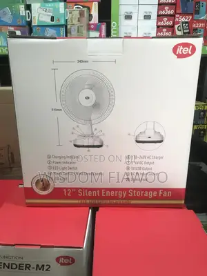 Itel Rechargeable Fan (12 Inches) With 2 Light