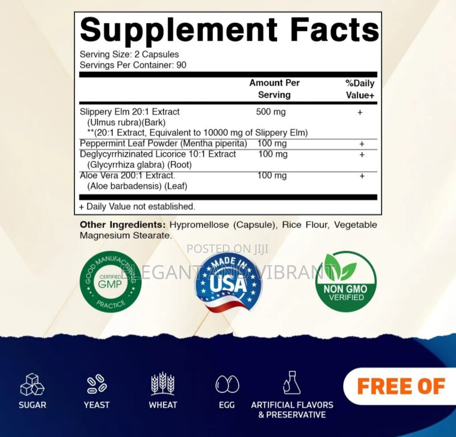 Slippery Elm Bark 20:1 Extract- 180 Veg Capsules