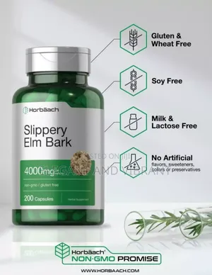 Slippery Elm Bark Capsules | 4000mg | 200 Count | Non-gmo |