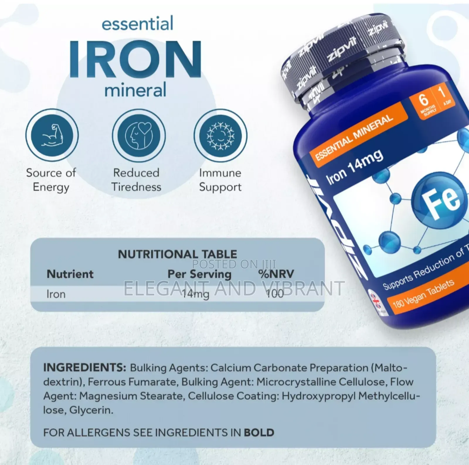 Iron 14mg - High Strength Energy,Tiredness Fatiguetablets