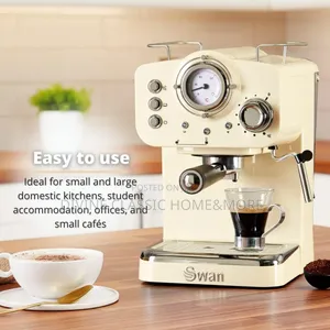 Swan Retro Espresso Coffee Machine With Milk Frother